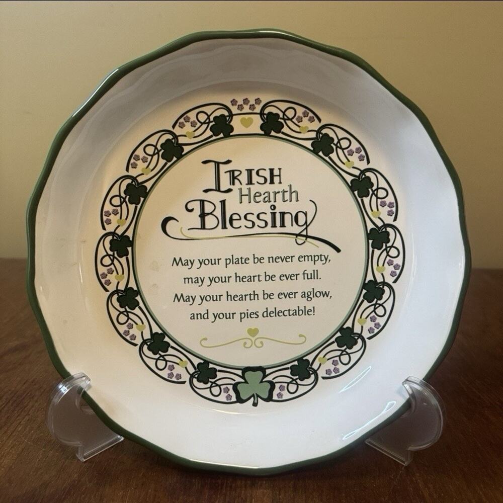 Abbey Press Irish Hearth Blessing Plate 11” Shamrock Clover Made in China